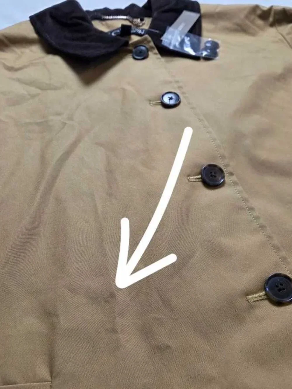 L (w flaw) J.Crew Barn Jacket in cotton canvas with corduroy collar Honey Brown